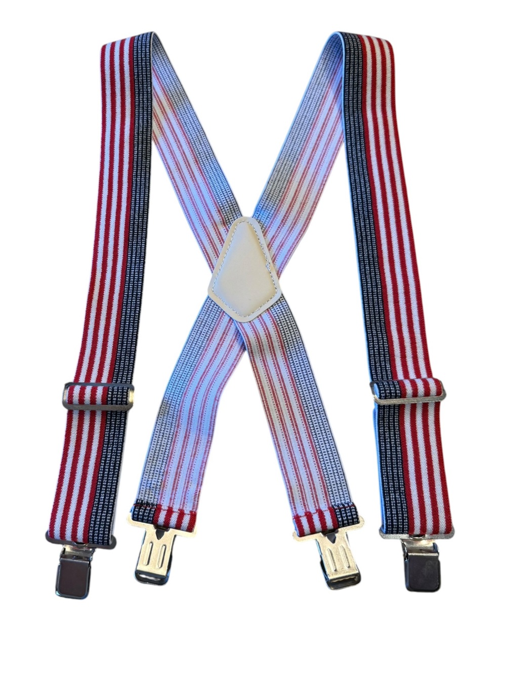 CLC Stars and Stripes Elastic Adjustable Clip On Suspenders